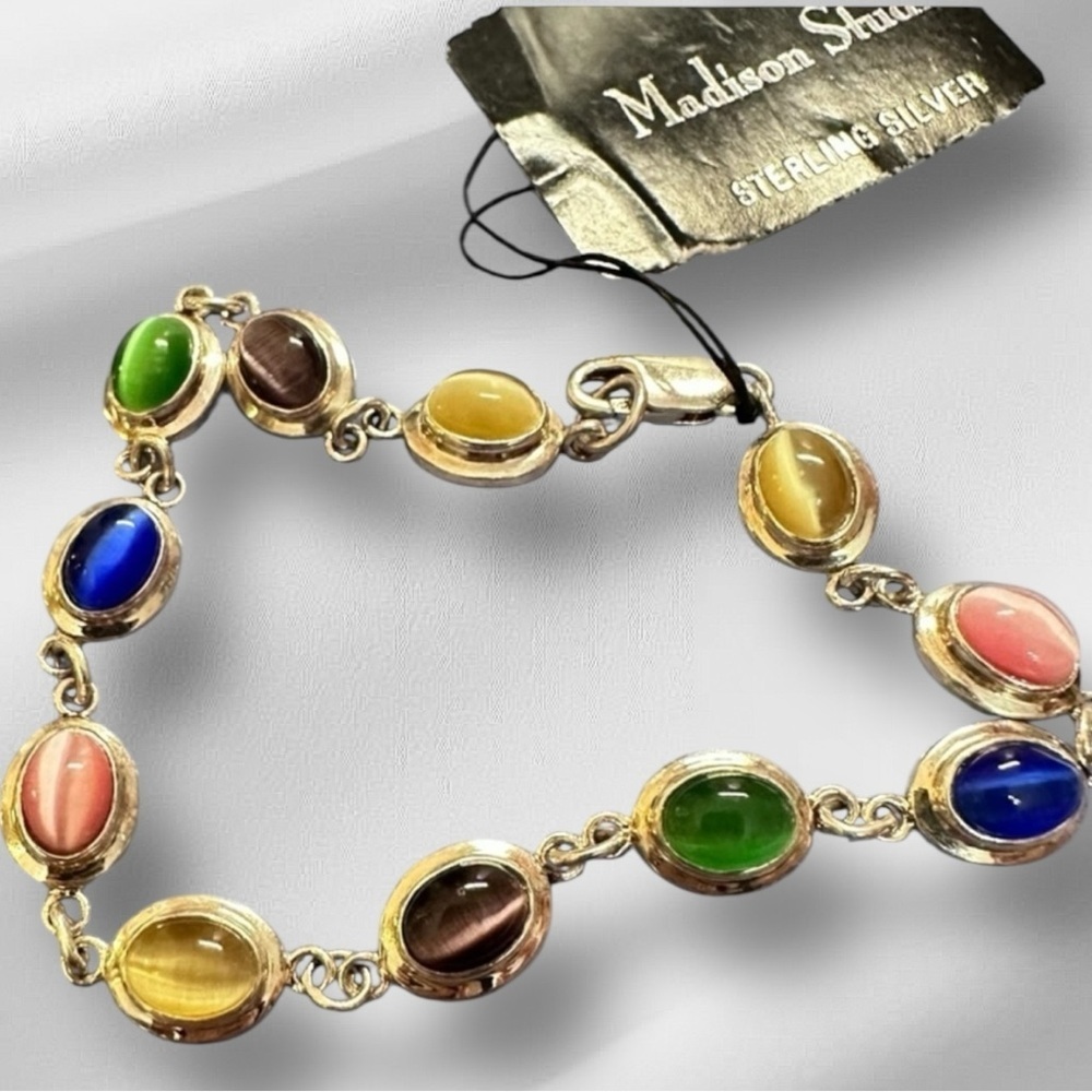 Madison Studio Colorful Gemstone Bracelet in Sterling Silver 7-7.75 NEW 4311
